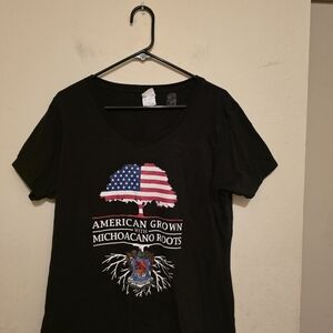 Port and Company Black Short Sleeve Tee Size XL American Flag Tree Design